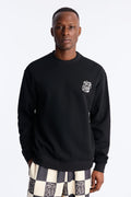 Checkered Crewneck Sweatshirt - Black