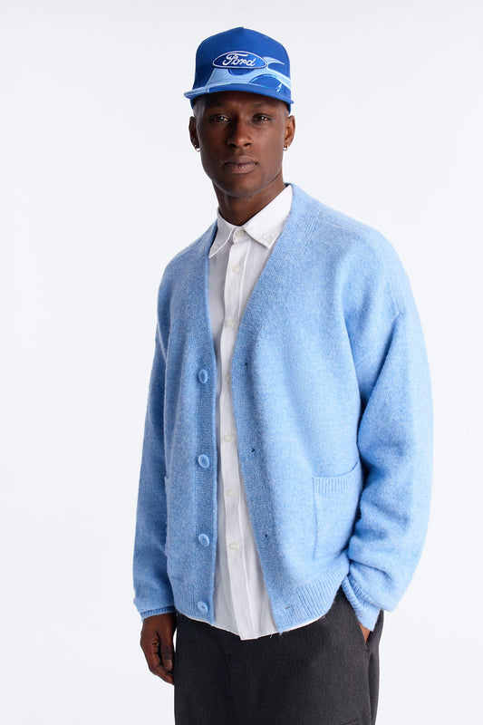Cropped Harbor Ash Cardigan - Light Blue