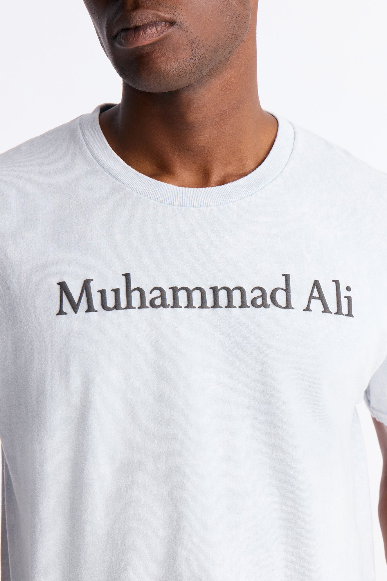 Muhammad Ali Sting Like A Bee Puff Print Short Sleeve Tee - Grey Mineral Wash