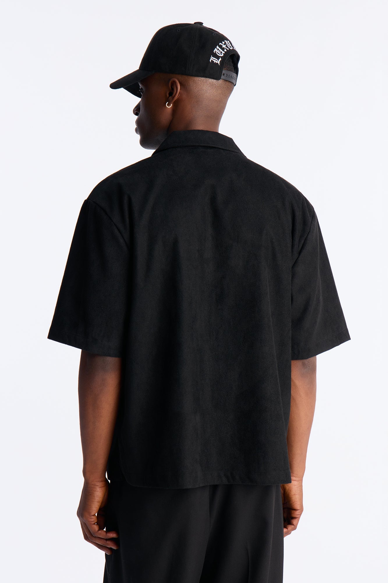 Relaxed Brushed Double Pocket Button Up Shirt - Black