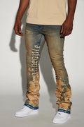See It Through Bleached Stacked Skinny Flare Jeans - Vintage Wash