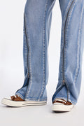 Straight Flare Zip Me Up Jean - Light Blue Wash