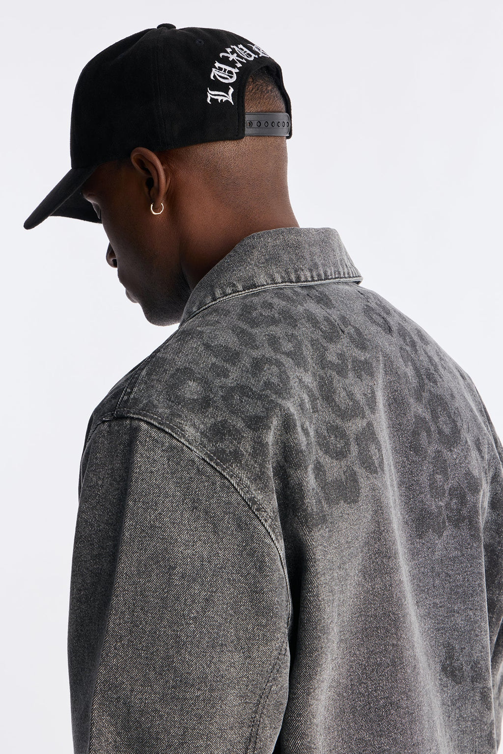 Night Fall Leopard Denim Jacket - Black Wash