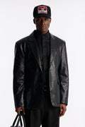 Night Viper Faux Leather Blazer - Black