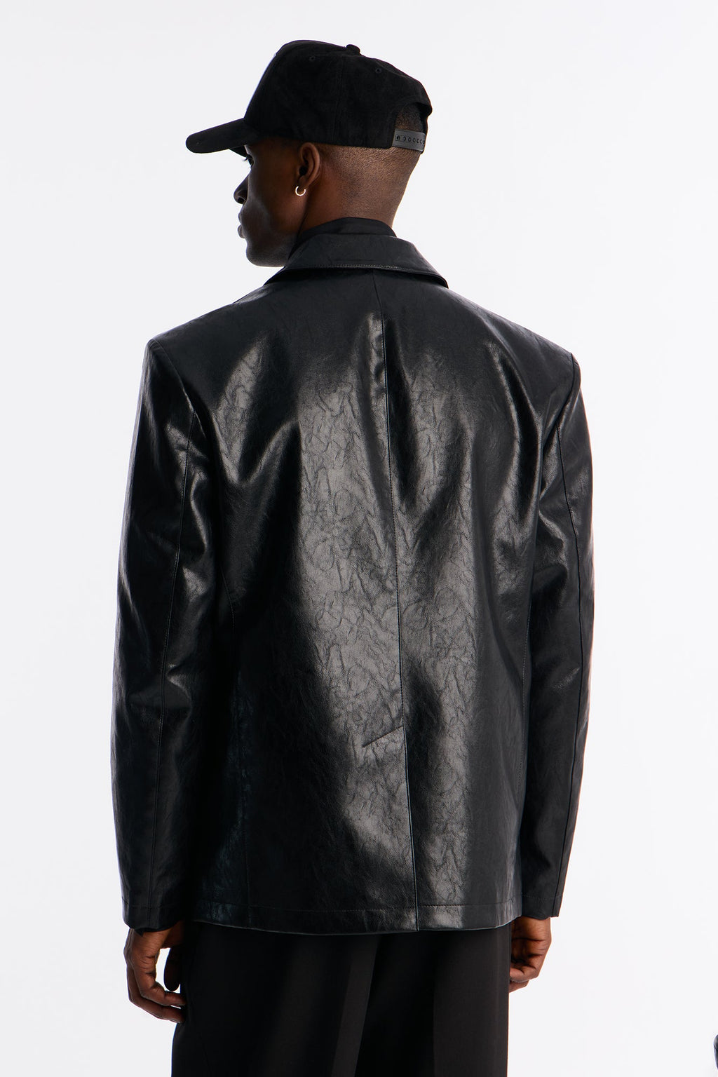 Night Viper Faux Leather Blazer - Black