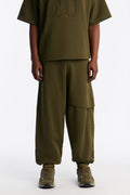 Structured Fleece Embossed Cargo Joggers - Olive