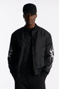 Relaxed Classic Embroidered Bomber Jacket - Black