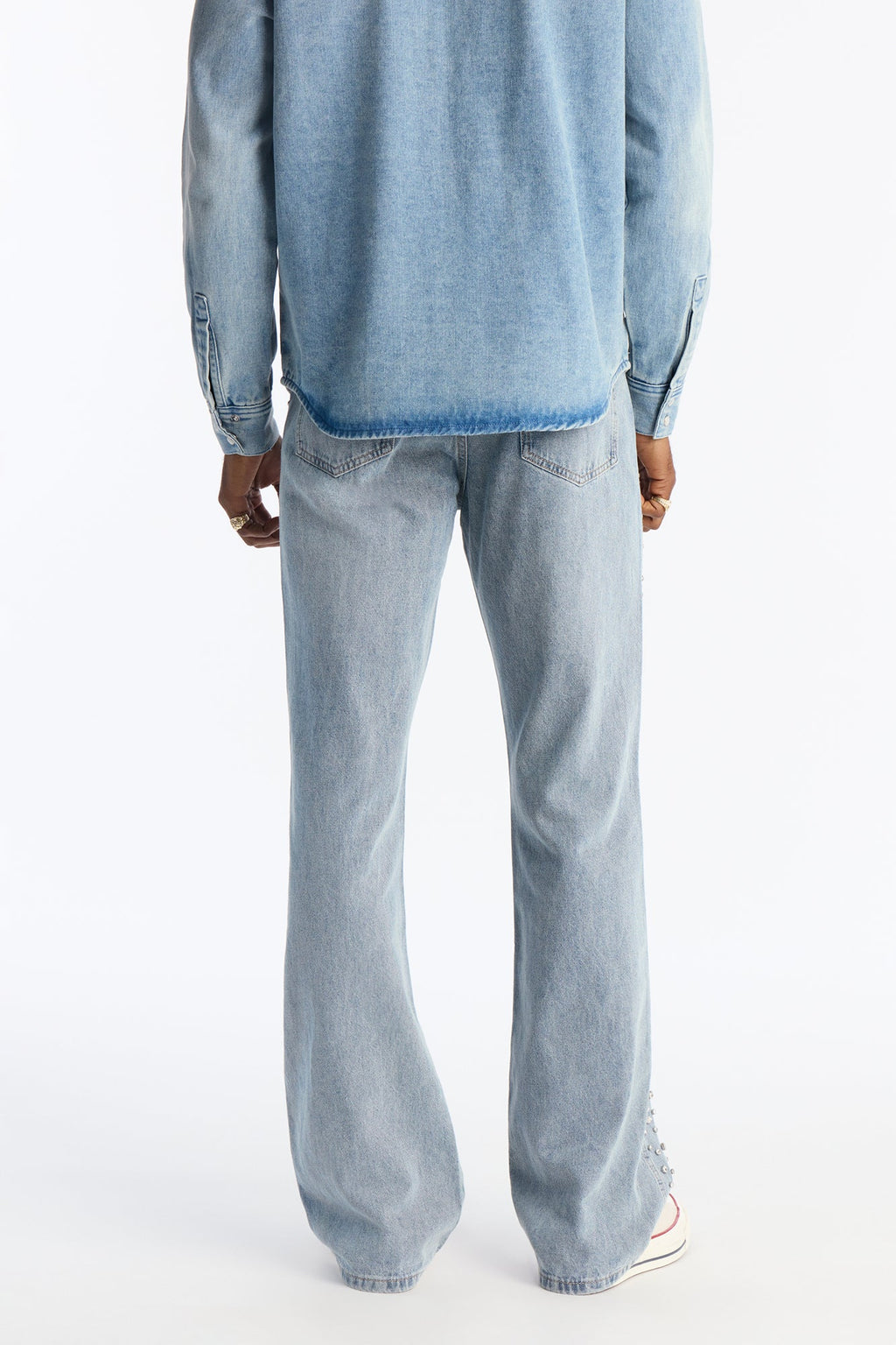 Stacked Slim Flare Another Level Jeweled Jean - Medium Blue Wash