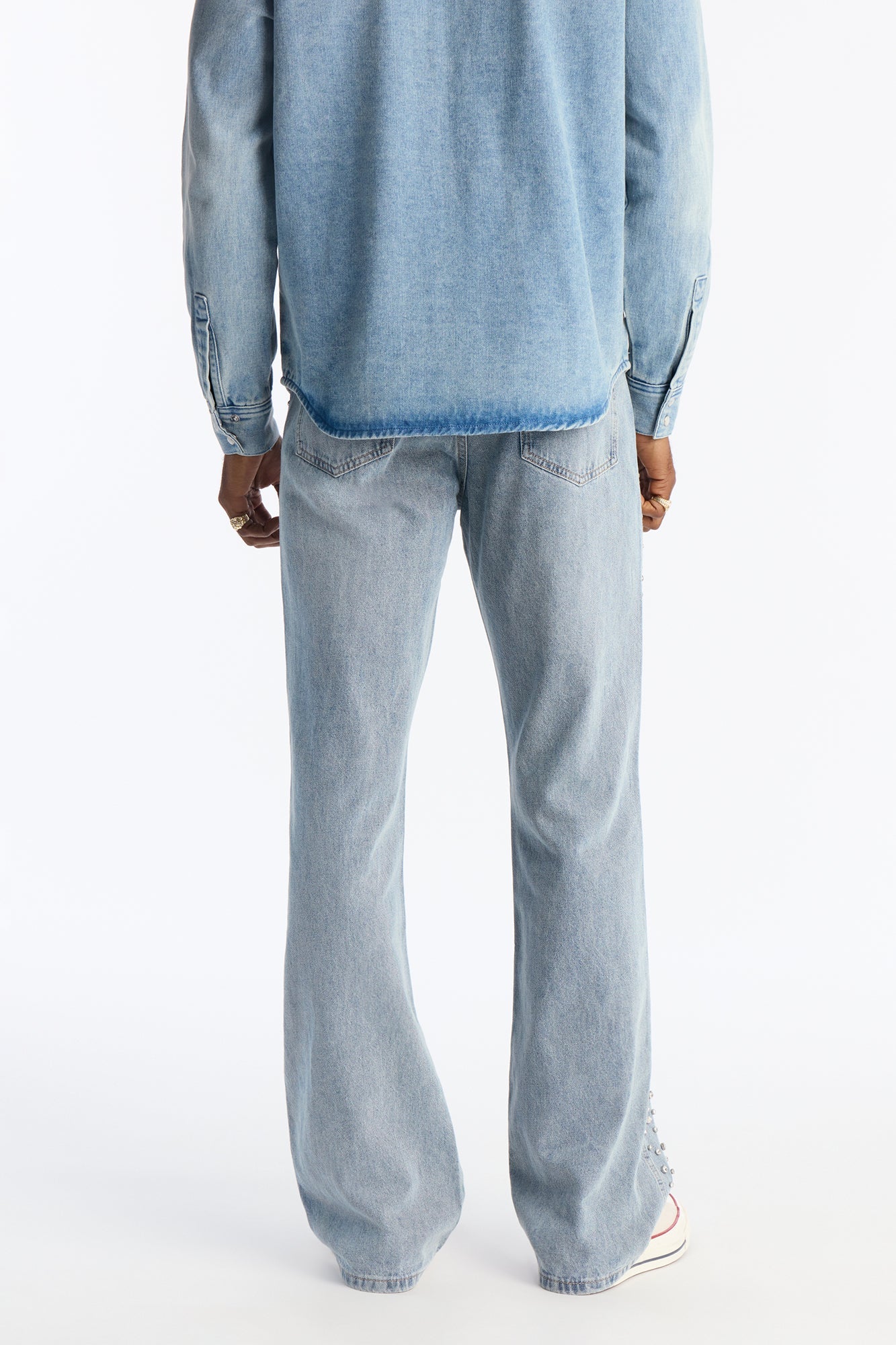 Stacked Slim Flare Another Level Jeweled Jean - Medium Blue Wash