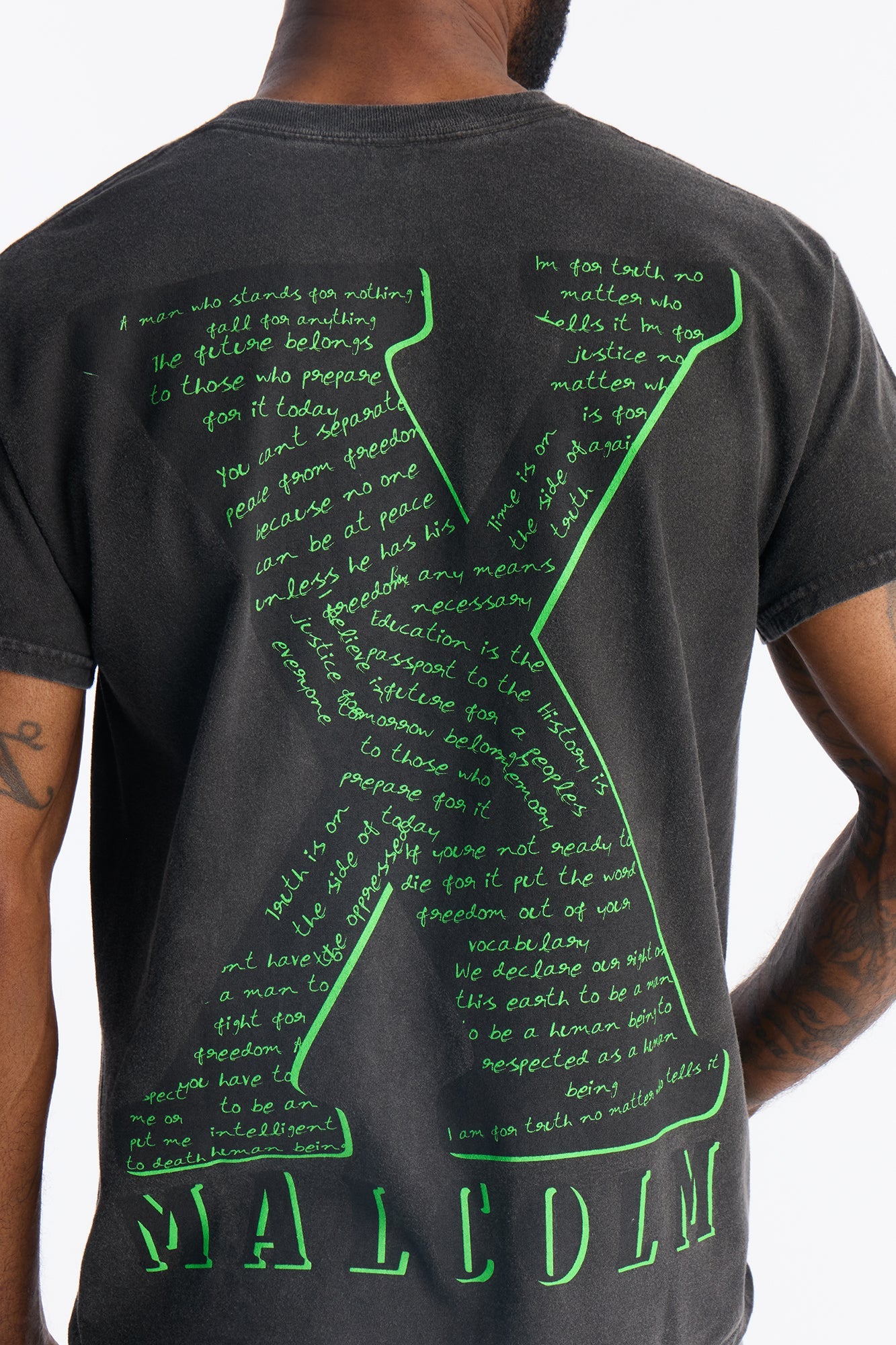 The Voice Of Malcom X Short Sleeve Tee - Black Wash