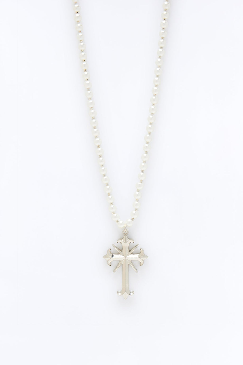 Taylor Pearl Cross Pendant Necklace - Silver
