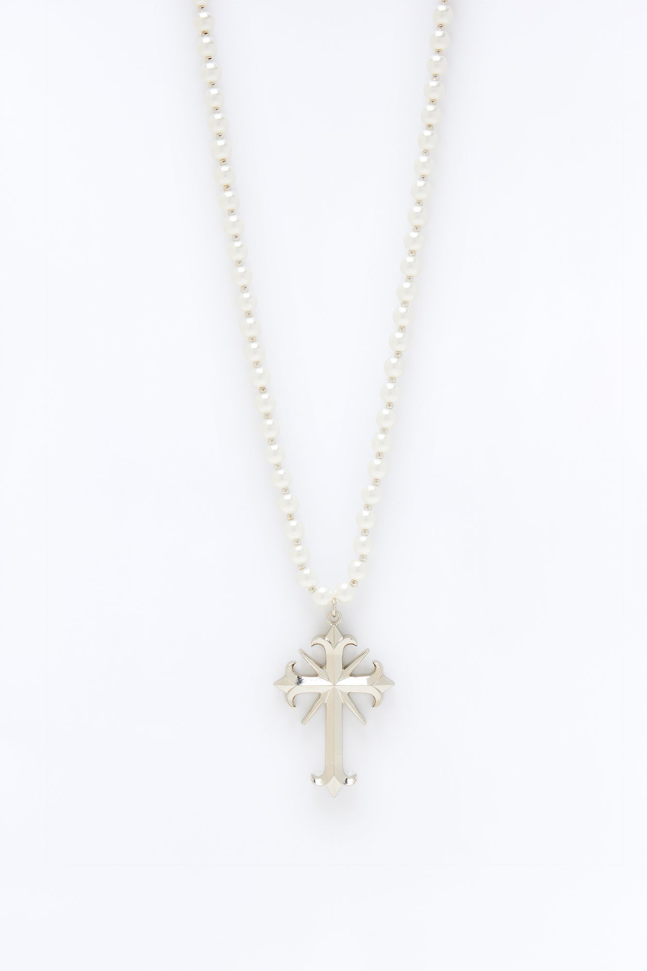 Taylor Pearl Cross Pendant Necklace - Silver