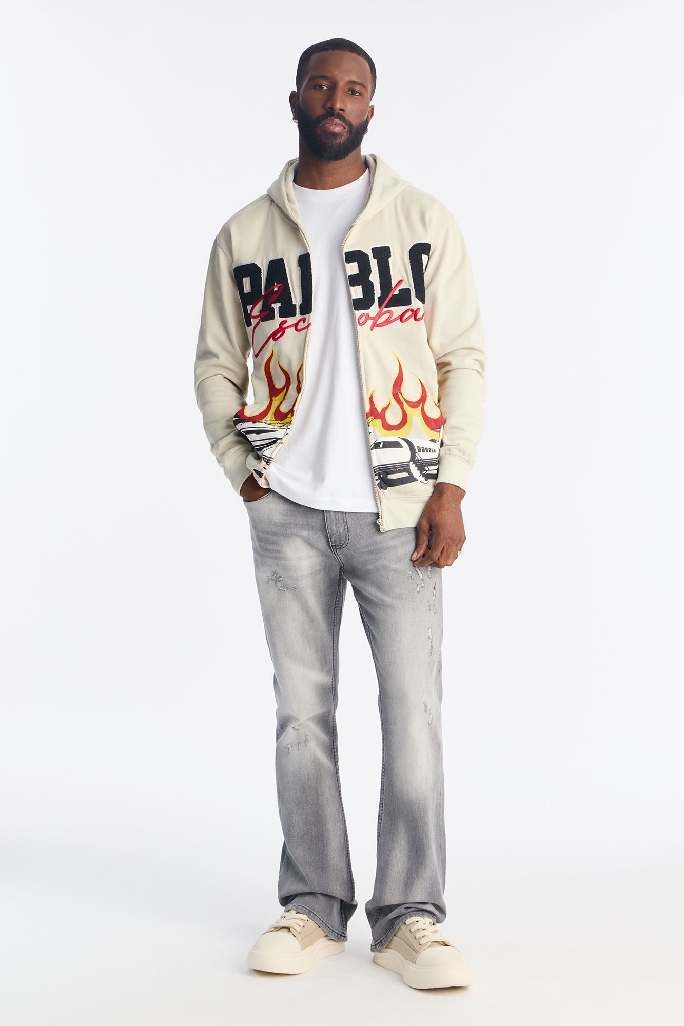 Stacked Skinny Flare Take My Time Jean - Grey
