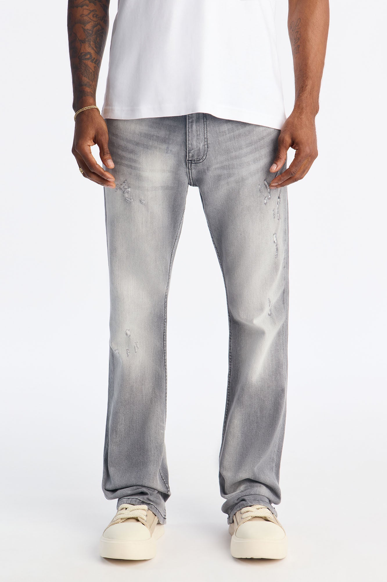 Stacked Skinny Flare Take My Time Jean - Grey