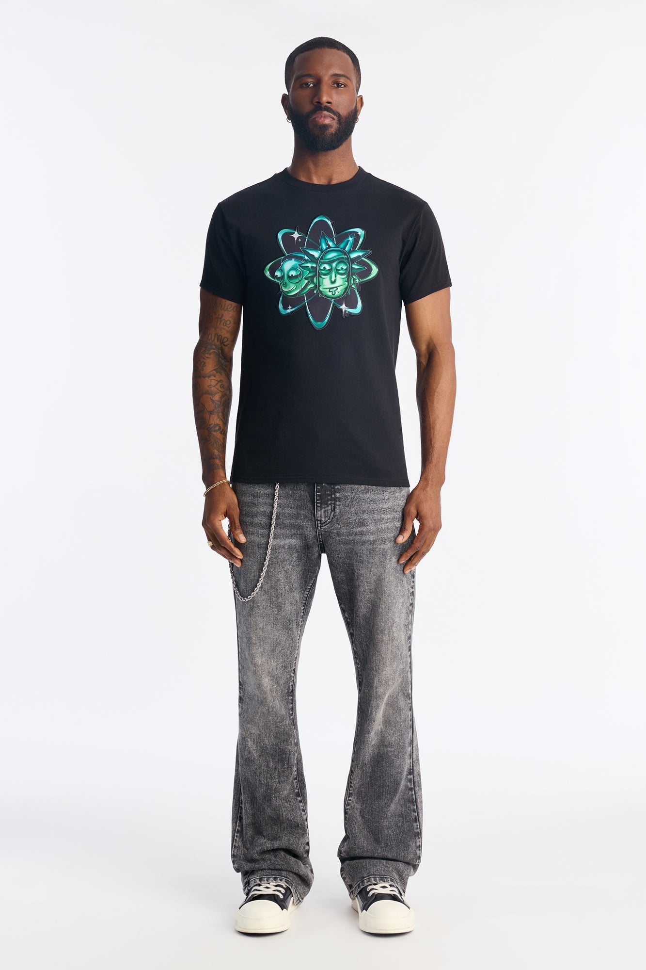 Rick And Morty Embroidered Short Sleeve Tee - Black