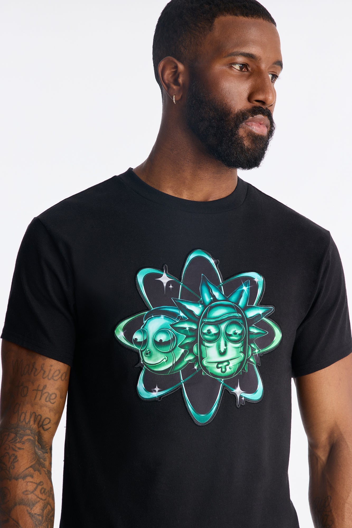 Rick And Morty Embroidered Short Sleeve Tee - Black