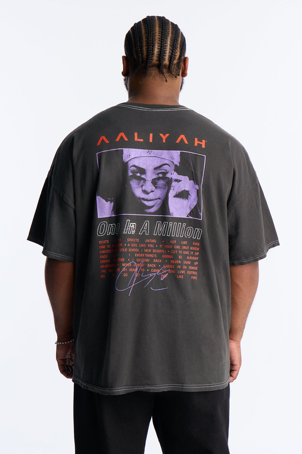 Aaliyah One In A Million Boxy Short Sleeve Tee - Black Wash