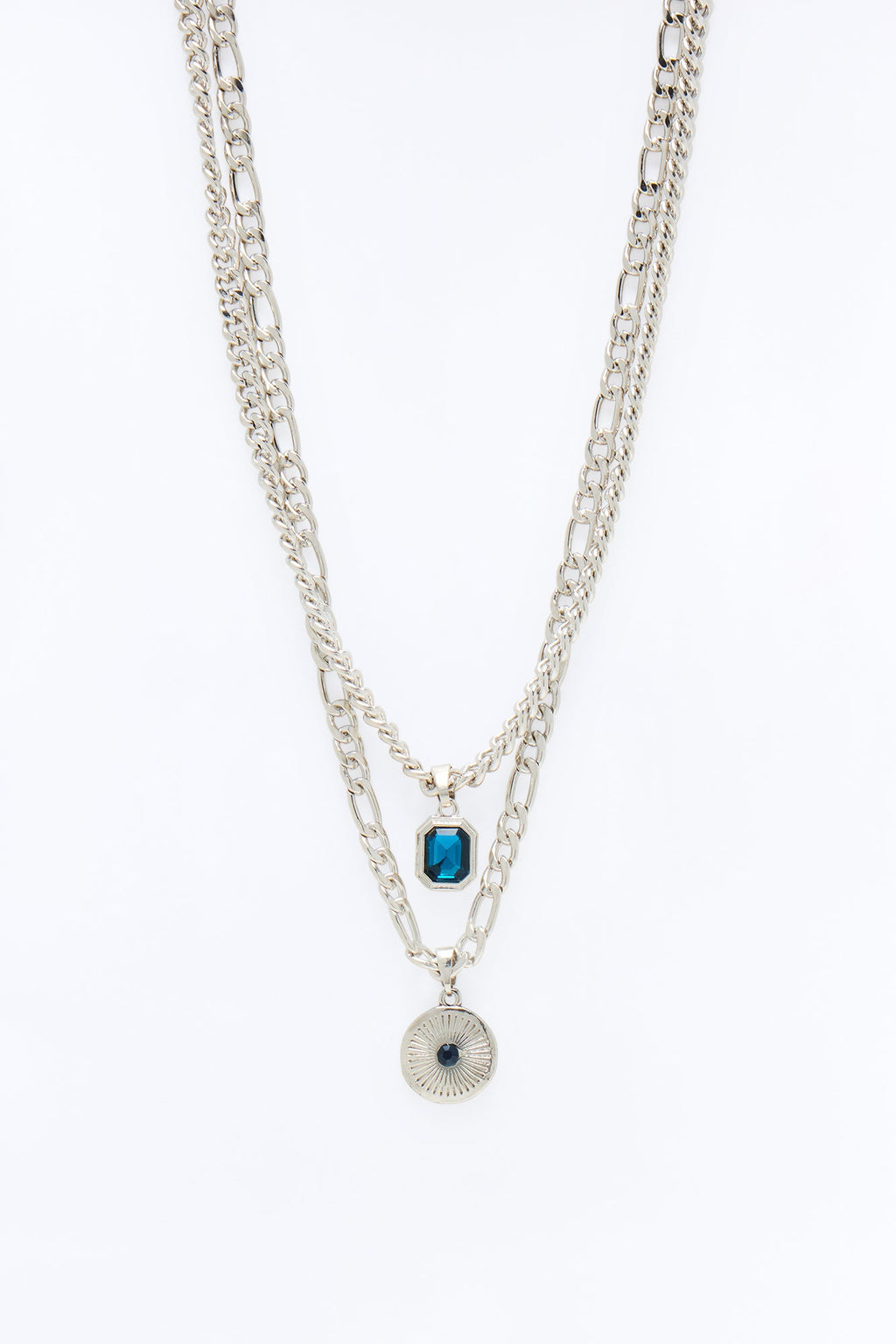 Double Down Necklace Set - Silver