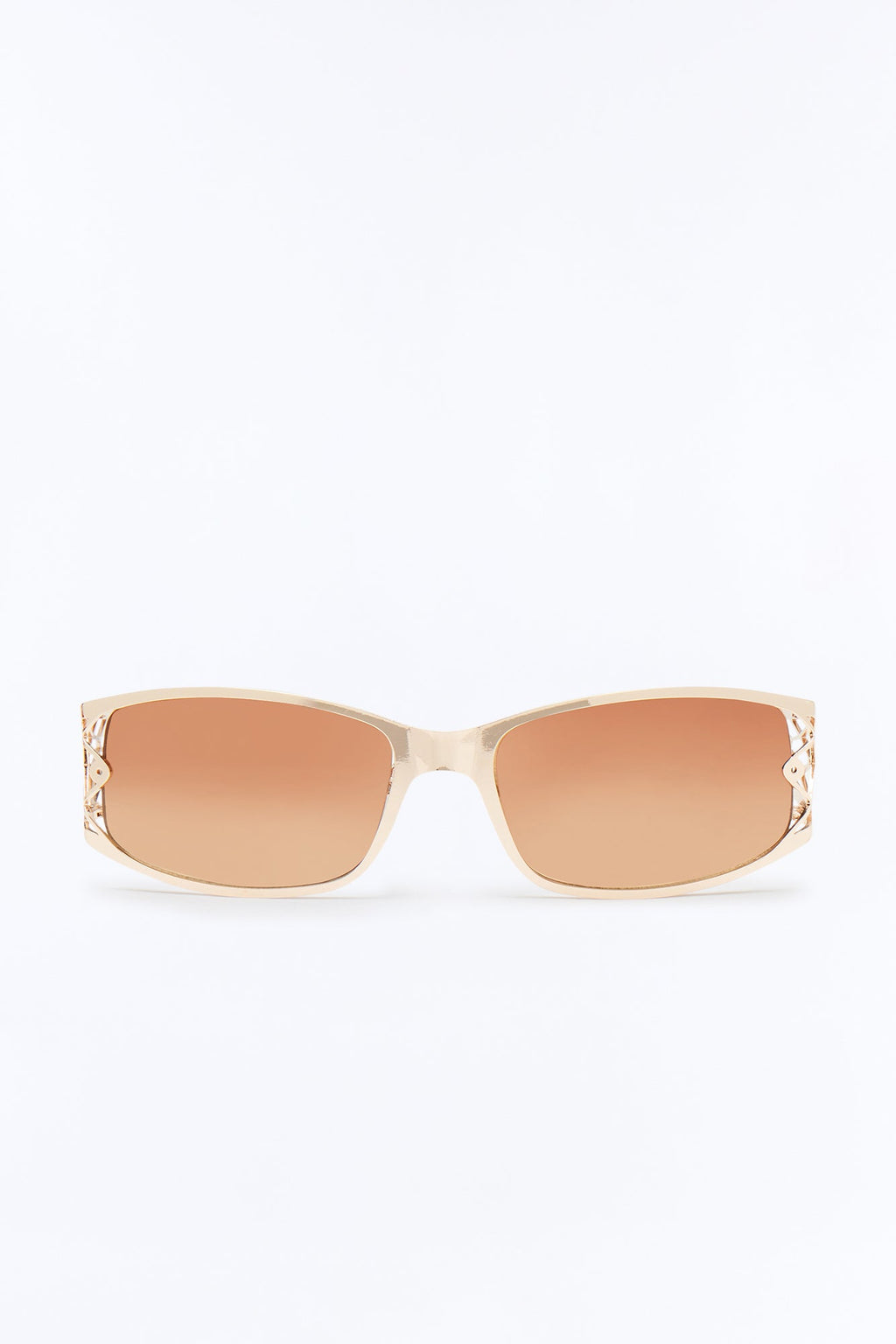 High End Geometric Rectangle Sunglasses - Gold/Brown