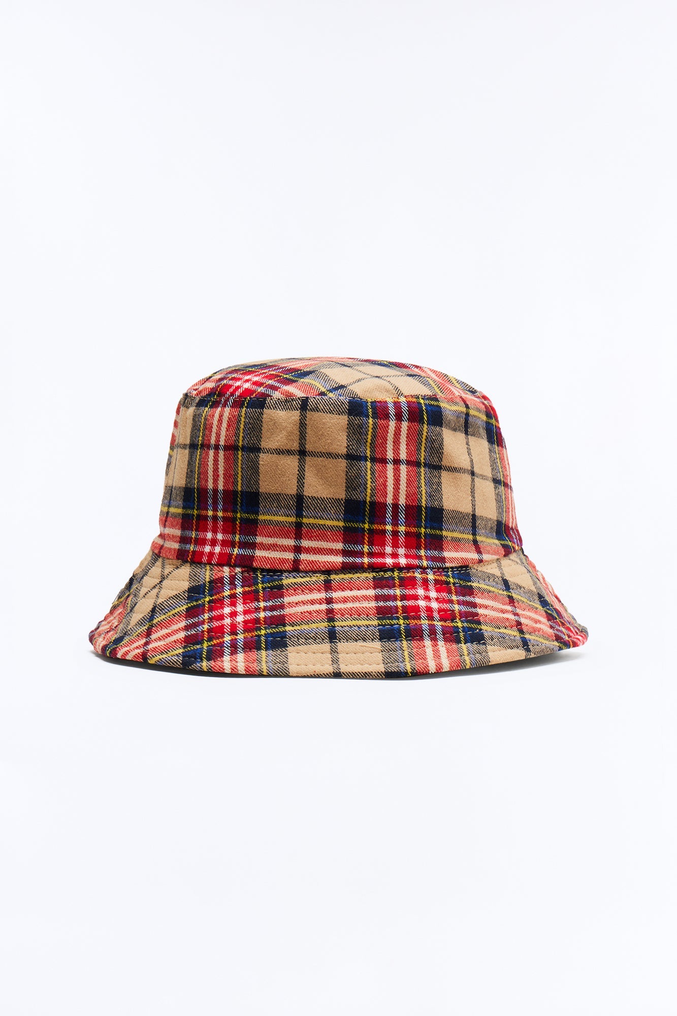 Casual Reversible Flannel Bucket Hat - Tan/Multi