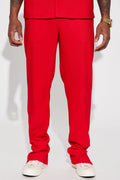 Show Up Slim Slit Pants - Red