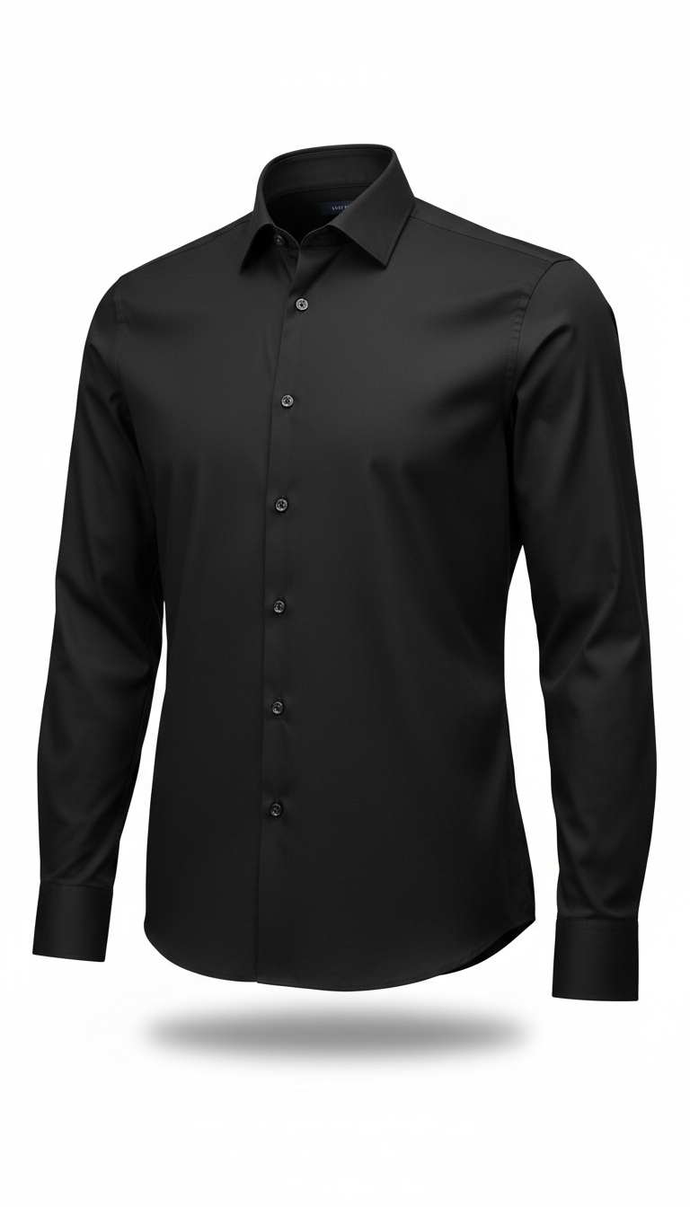 Charcoal Black Tailored Cotton Shirt