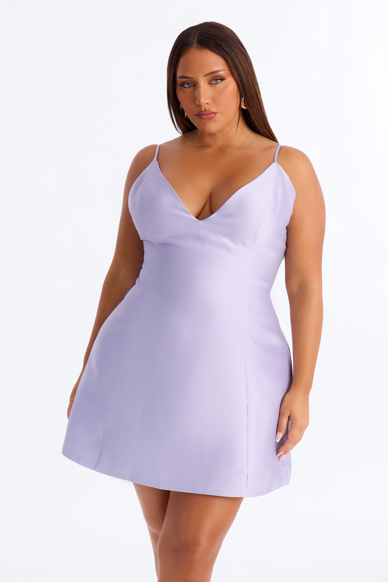 Eden A Line Taffeta Mini Dress - Lavender