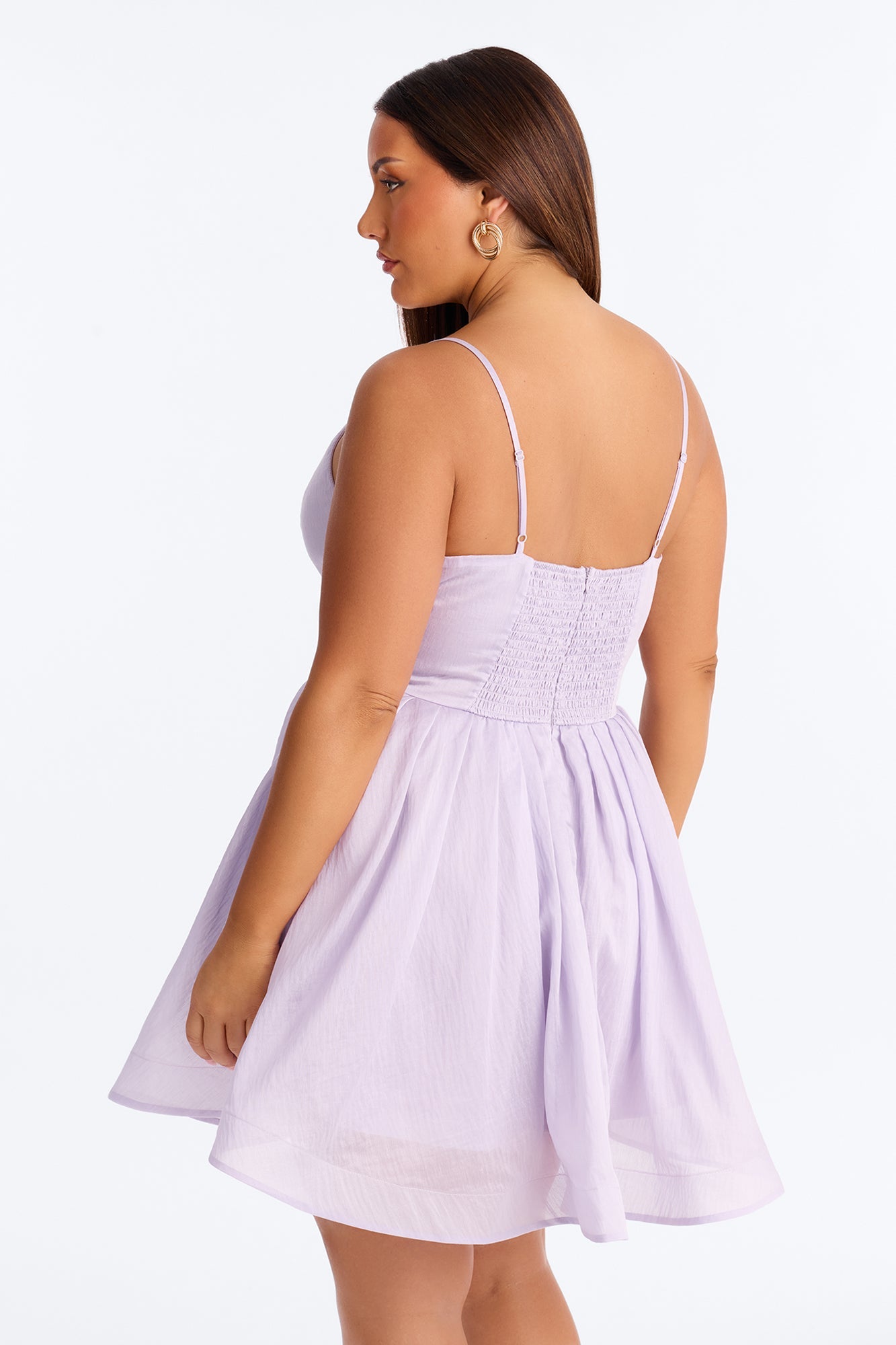 Janelle Pleated Organza Mini Dress - Lavender
