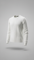 Pure White Knit Crewneck Sweater