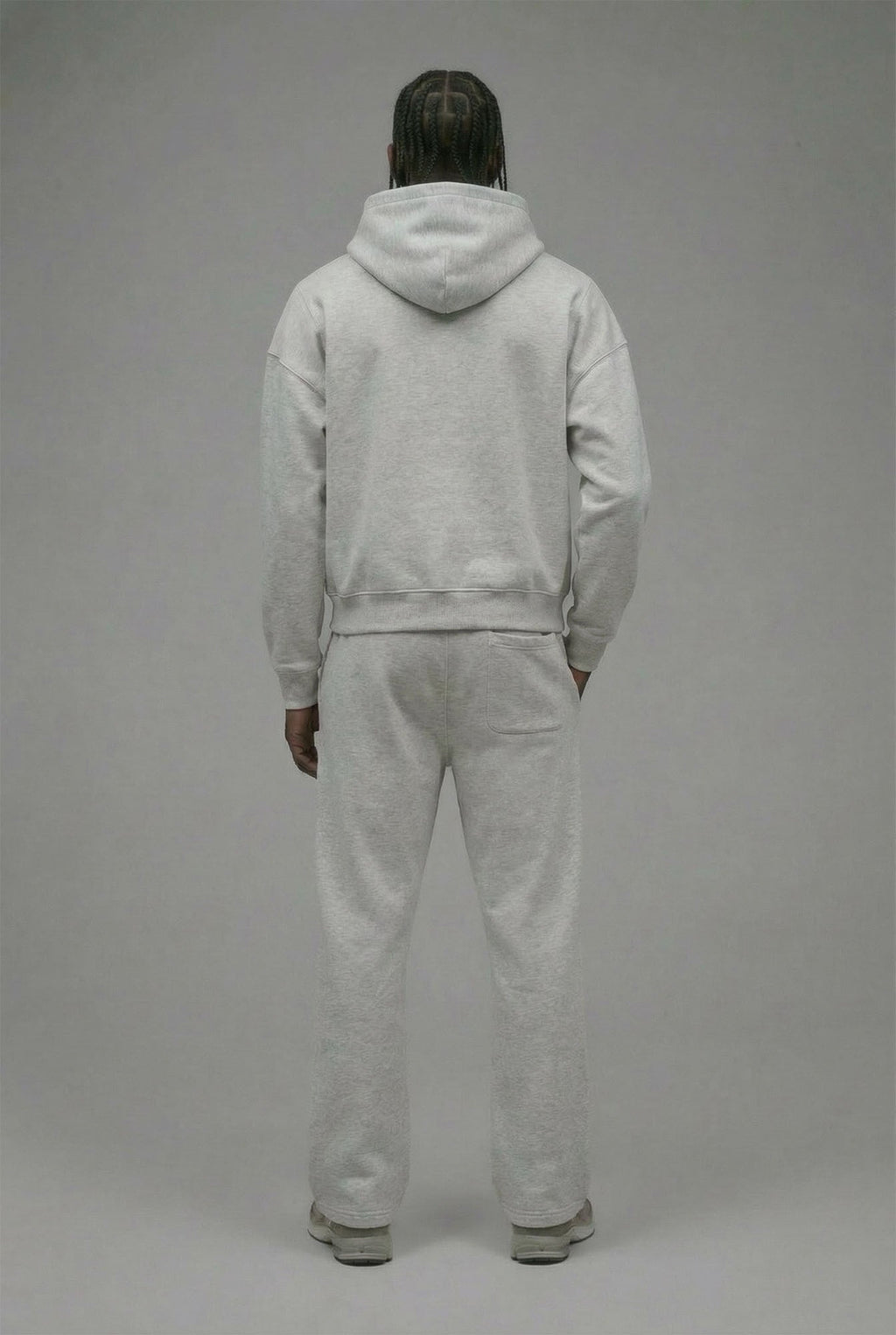 410 Oversized Cropped Zip Hoodie - Heather Grey