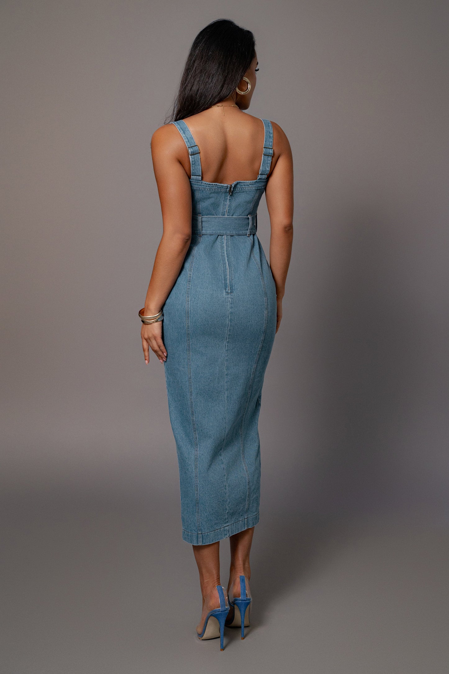 Medium Wash Celene Denim Maxi Dress