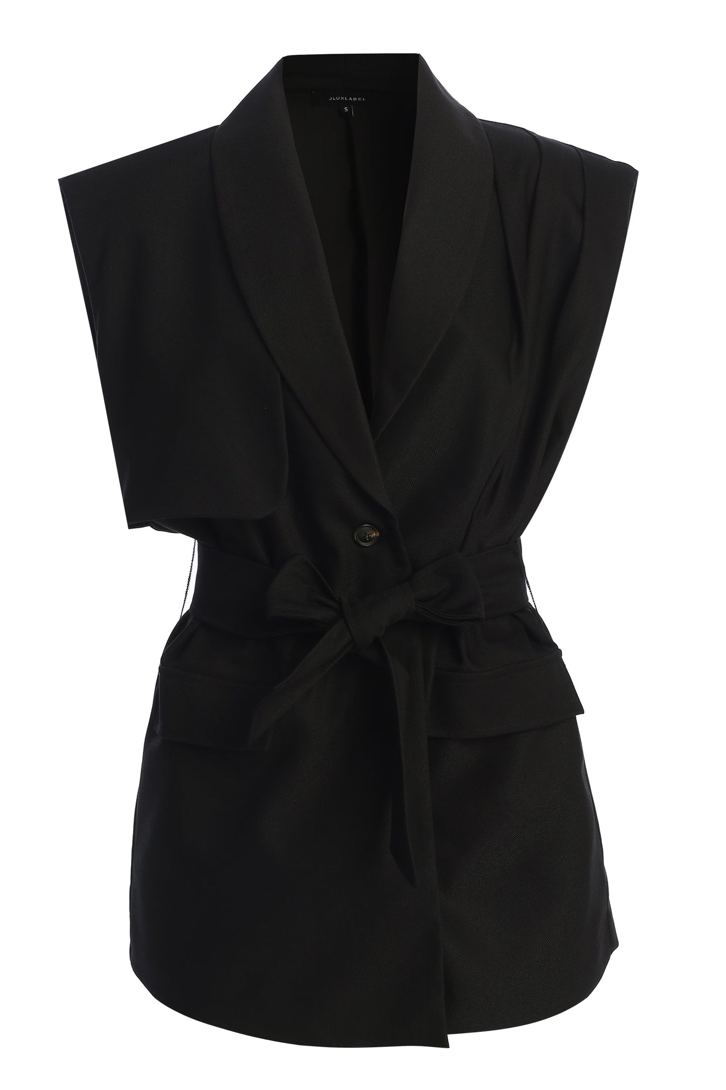 Black Jeanie Belted Vest