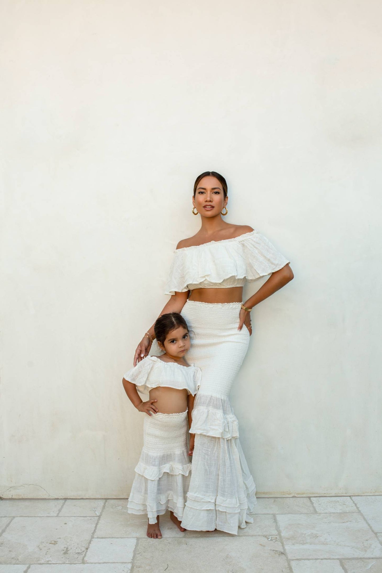 White Emily Ruffled Skirt Set