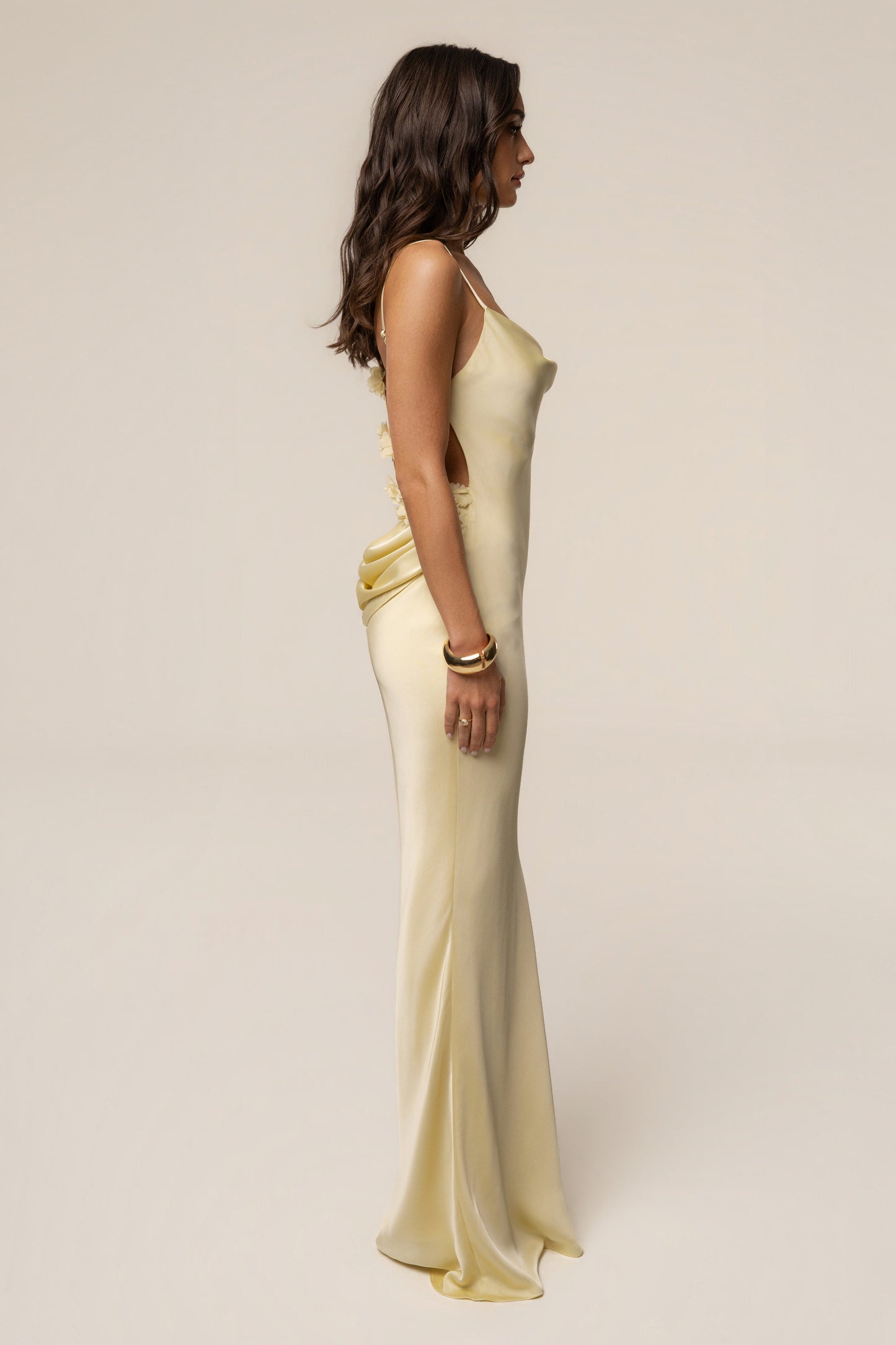 PRE-ORDER Yellow Down The Aisle Satin Gown