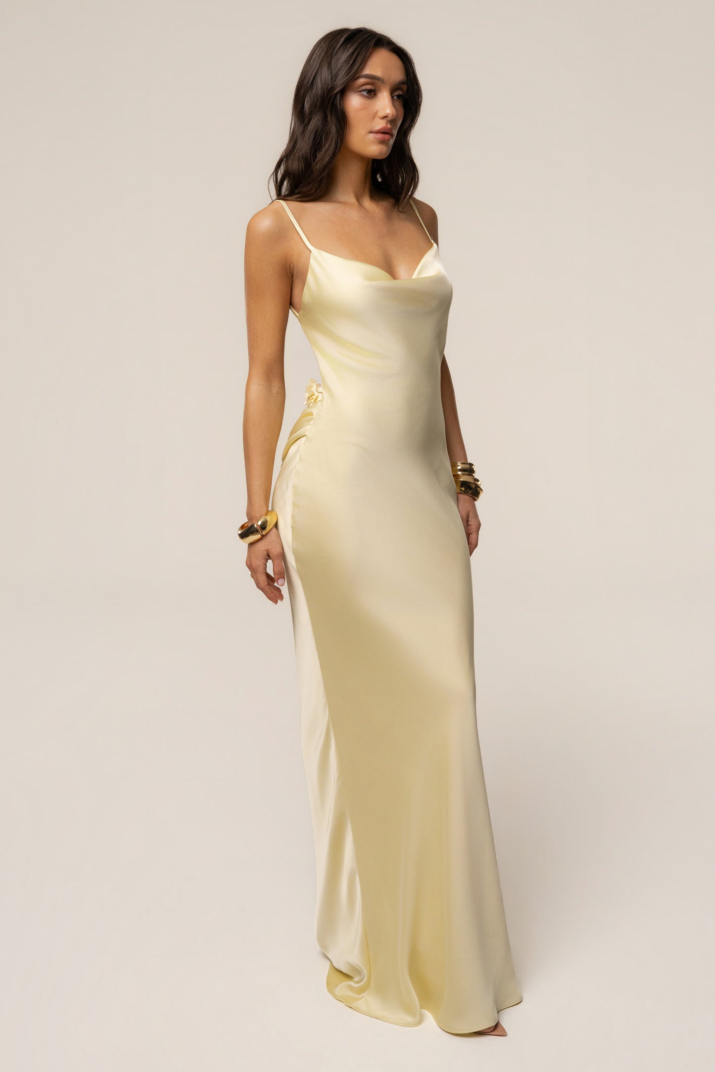 PRE-ORDER Yellow Down The Aisle Satin Gown
