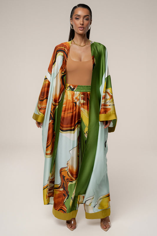 PRE-ORDER Green Tropical Print Nola Maxi Duster