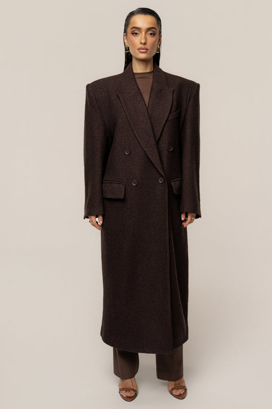 Chocolate Oversize Double Breasted Coat