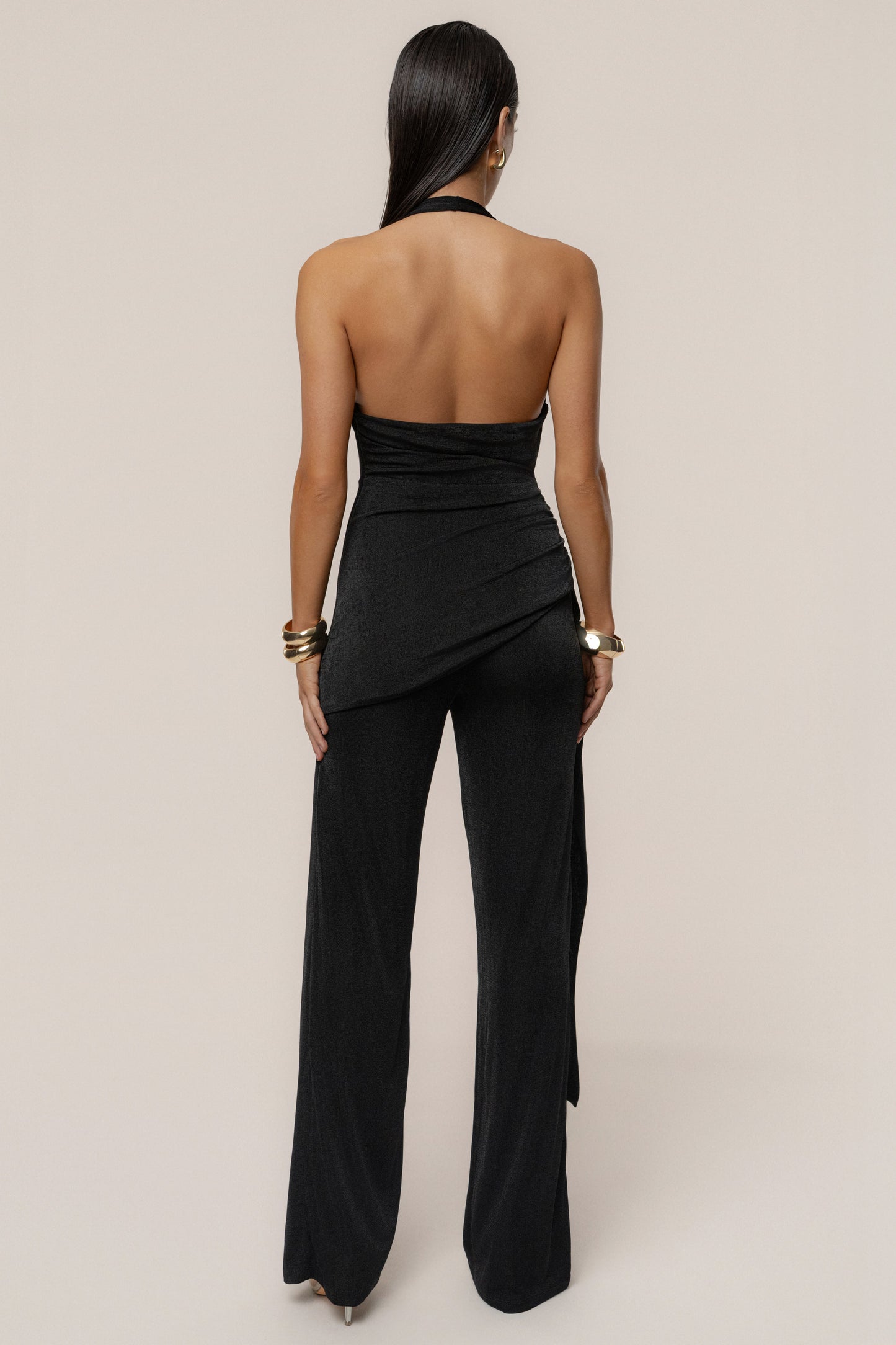 Black Rustic Charm Halter Jumpsuit