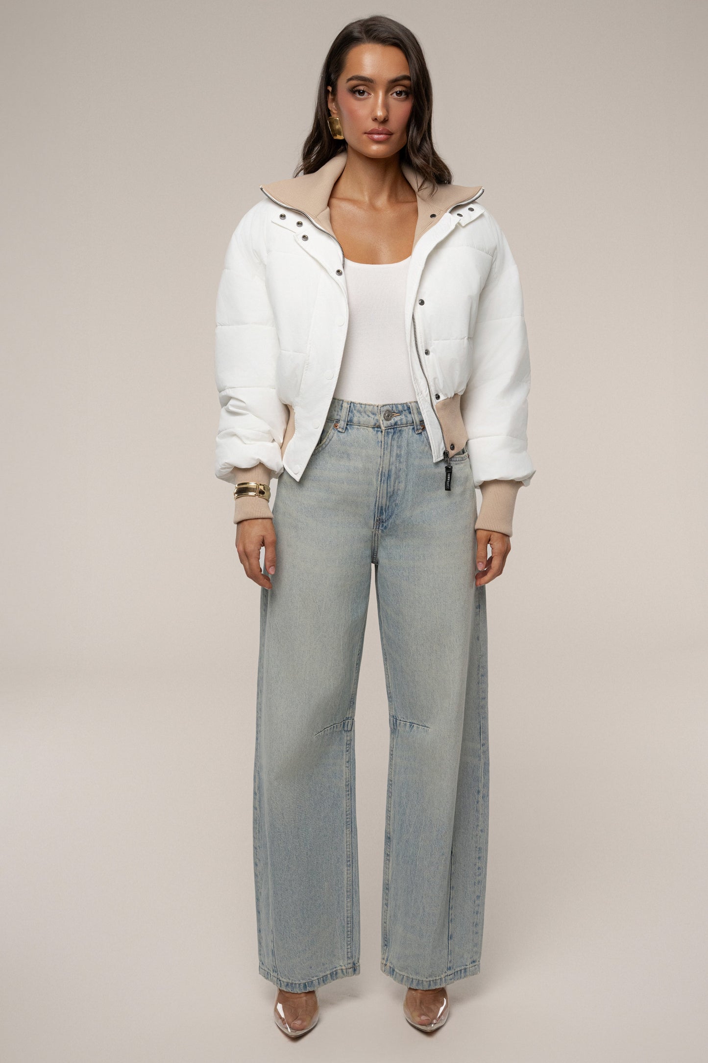 White Stassie Ribbed Jacket