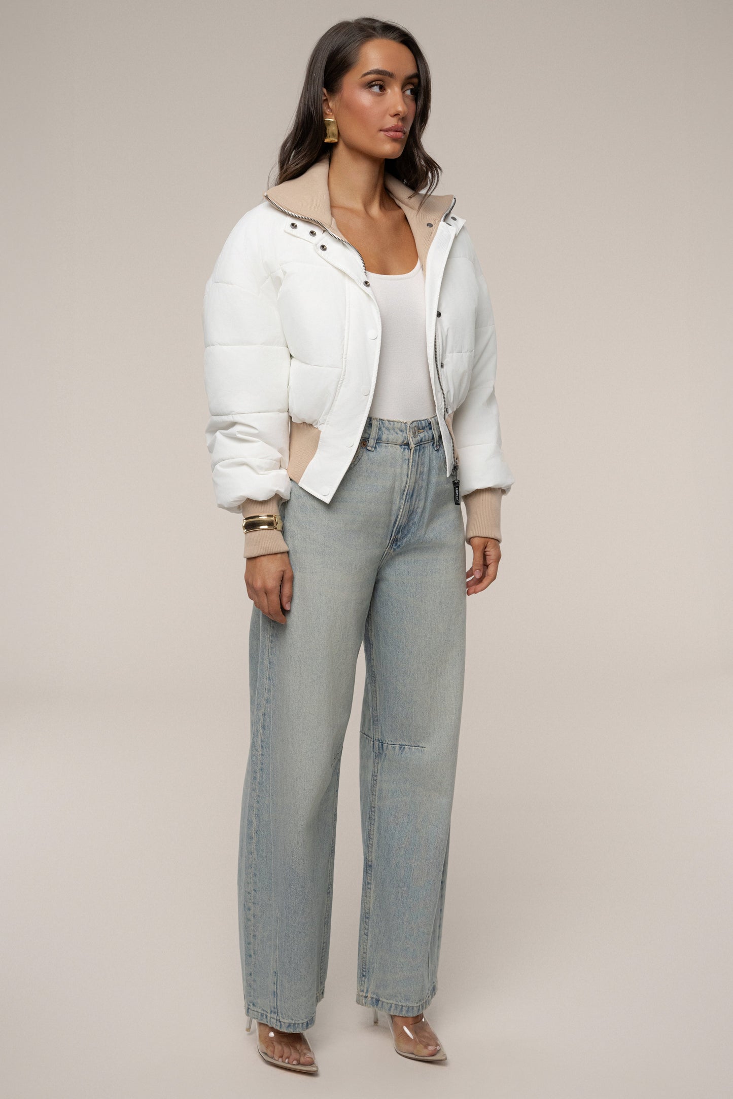 White Stassie Ribbed Jacket