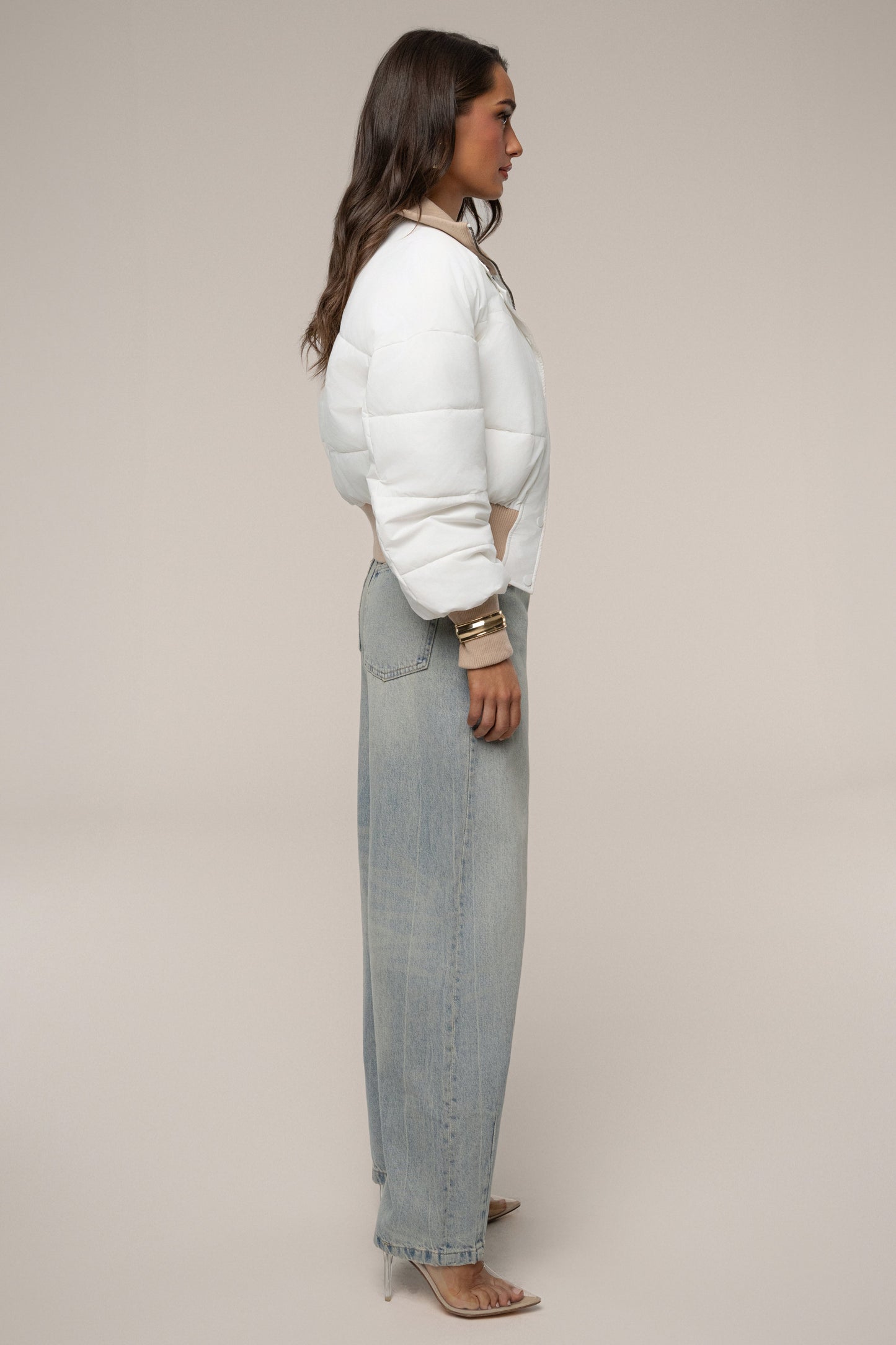 White Stassie Ribbed Jacket