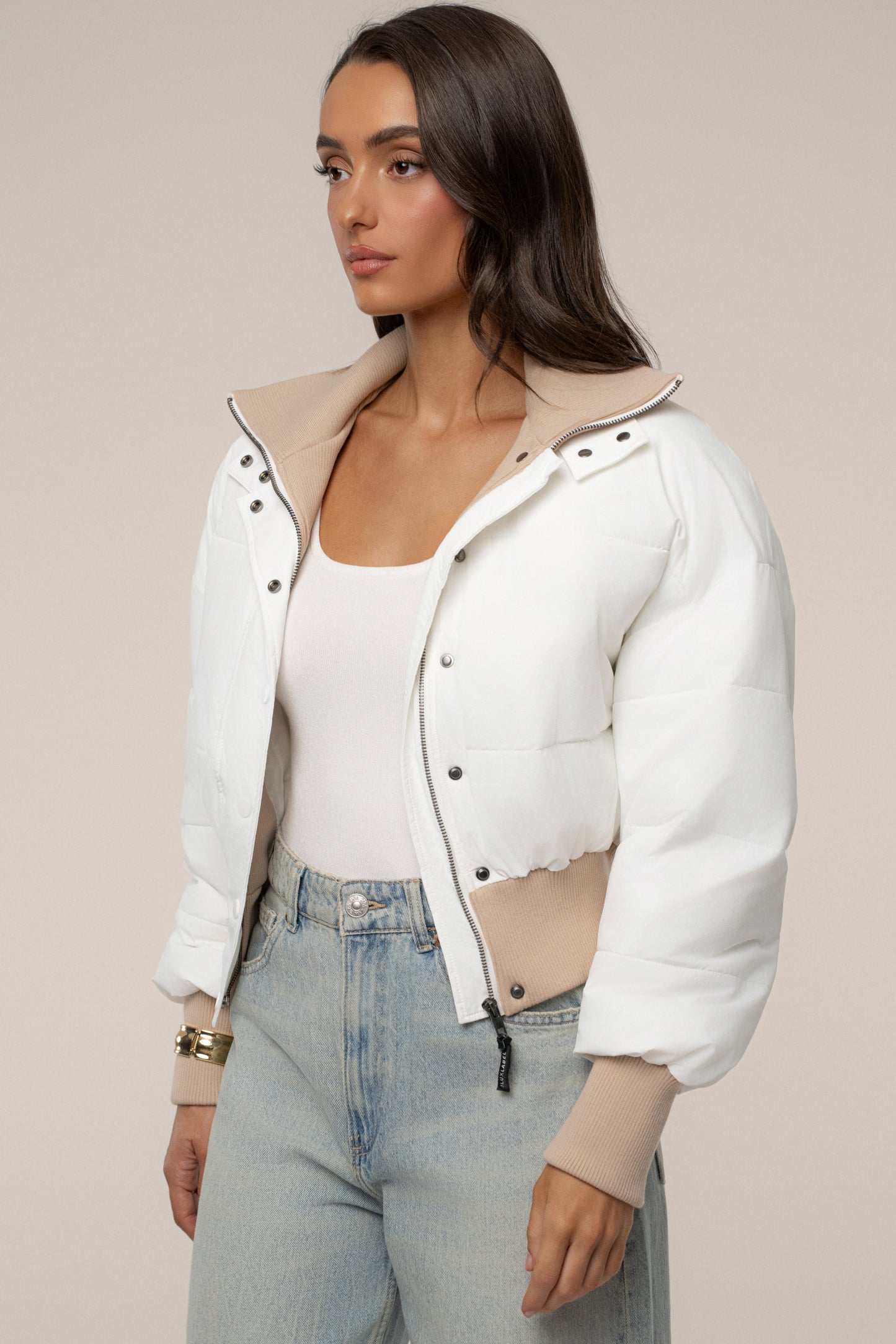 White Stassie Ribbed Jacket