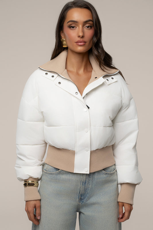 White Stassie Ribbed Jacket