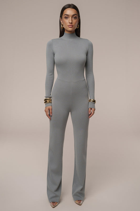 Grey Noel Sweater Knit Jumpsuit