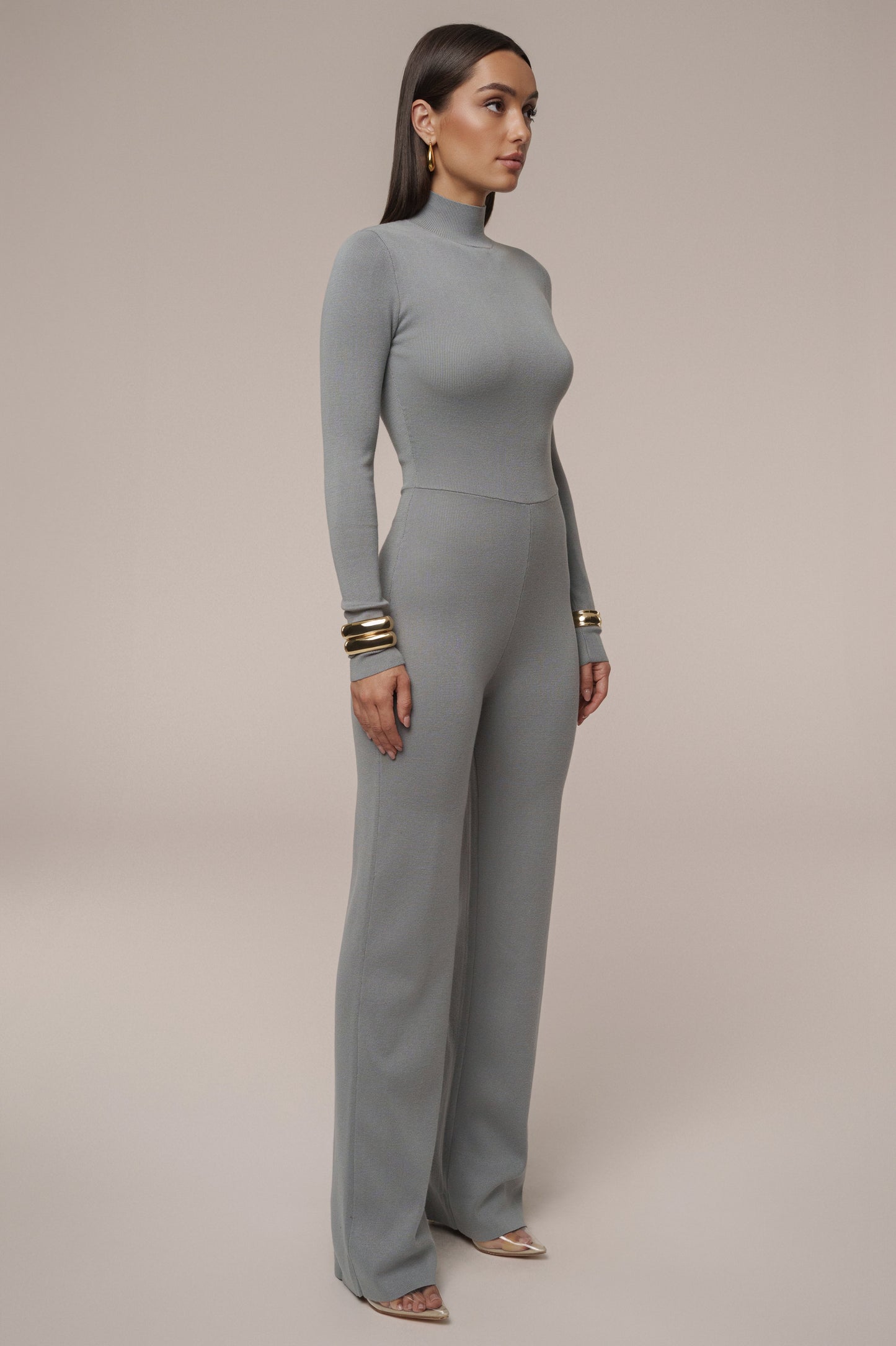 Grey Noel Sweater Knit Jumpsuit