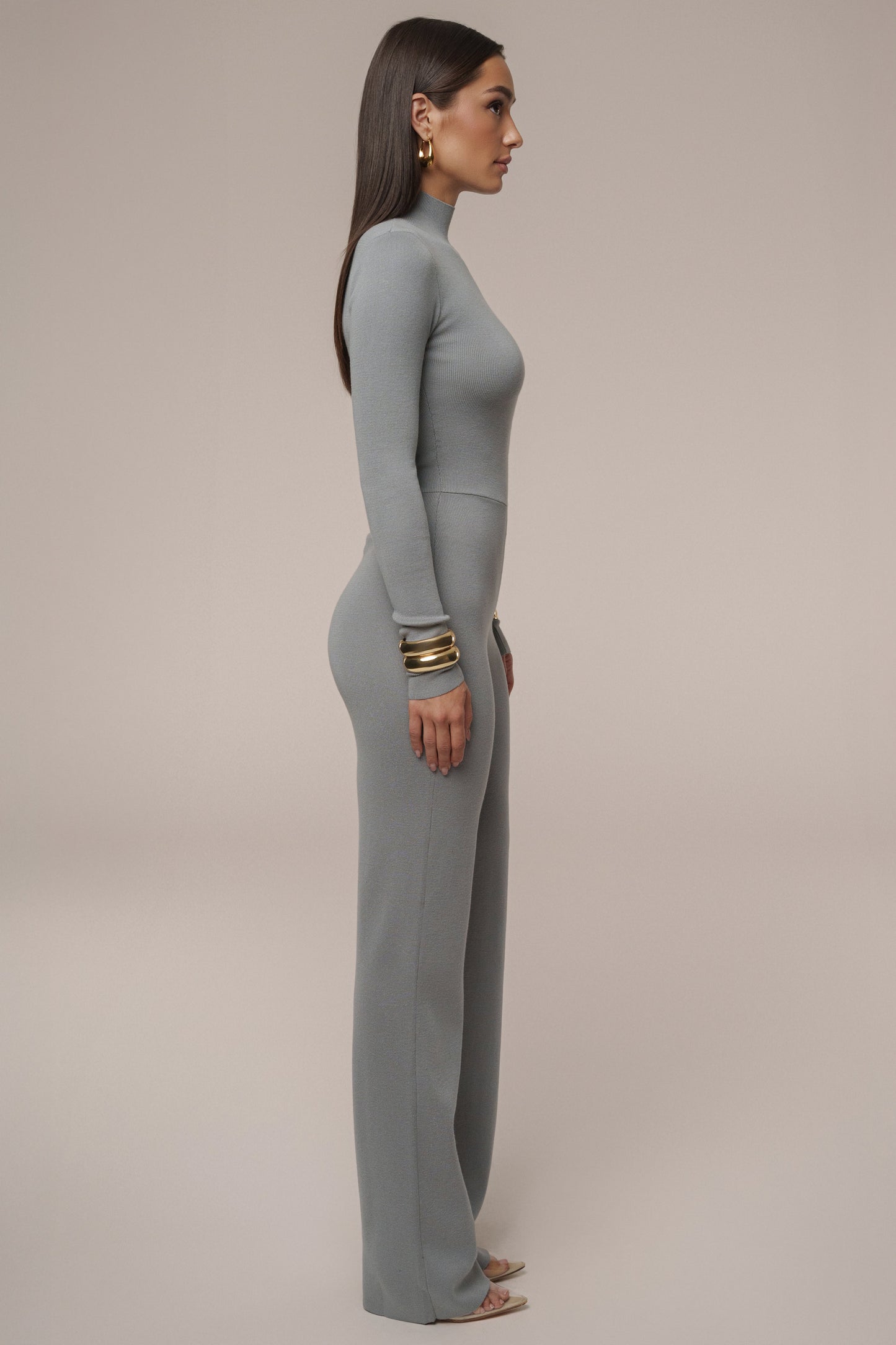 Grey Noel Sweater Knit Jumpsuit