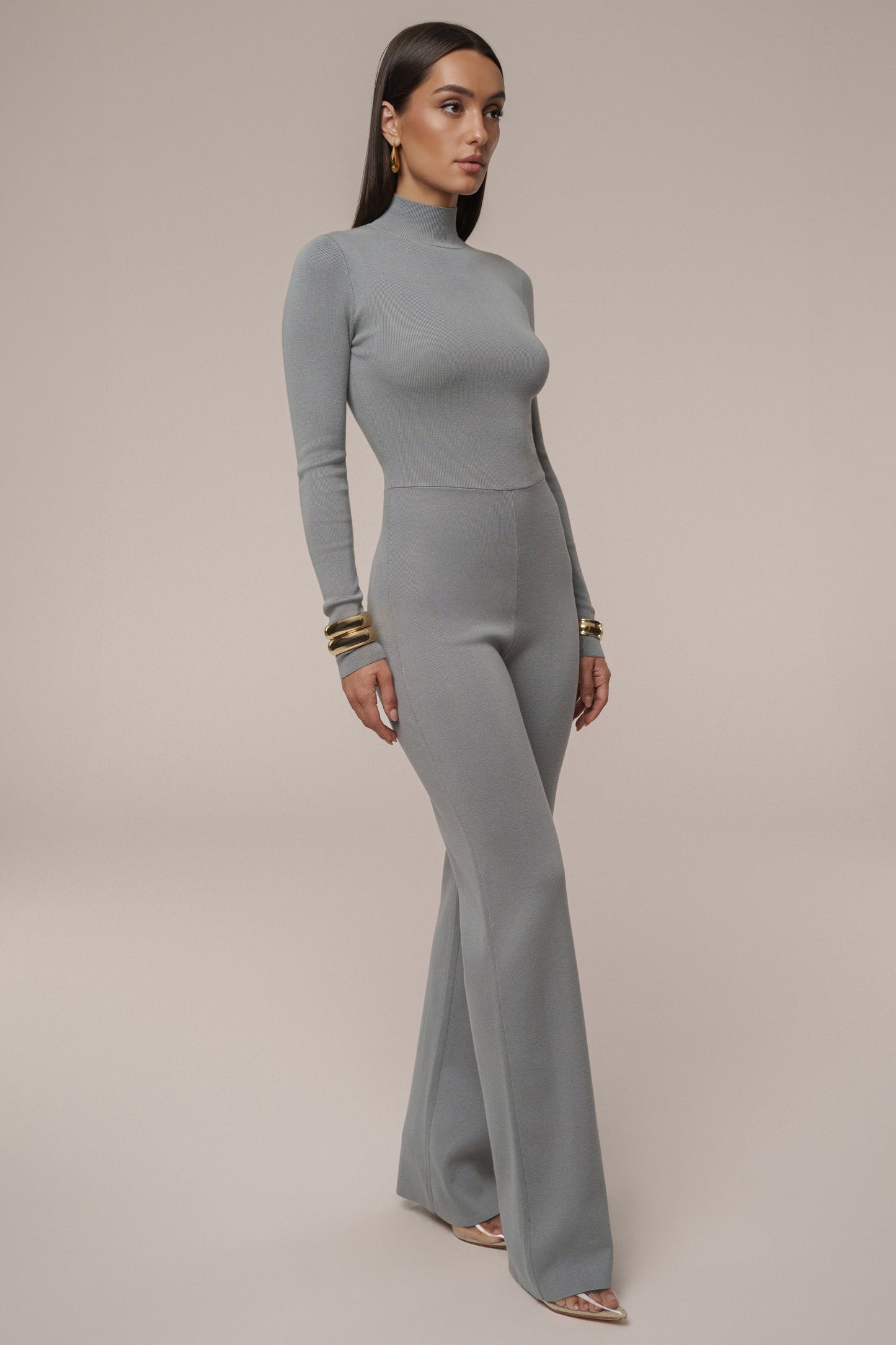 Grey Noel Sweater Knit Jumpsuit