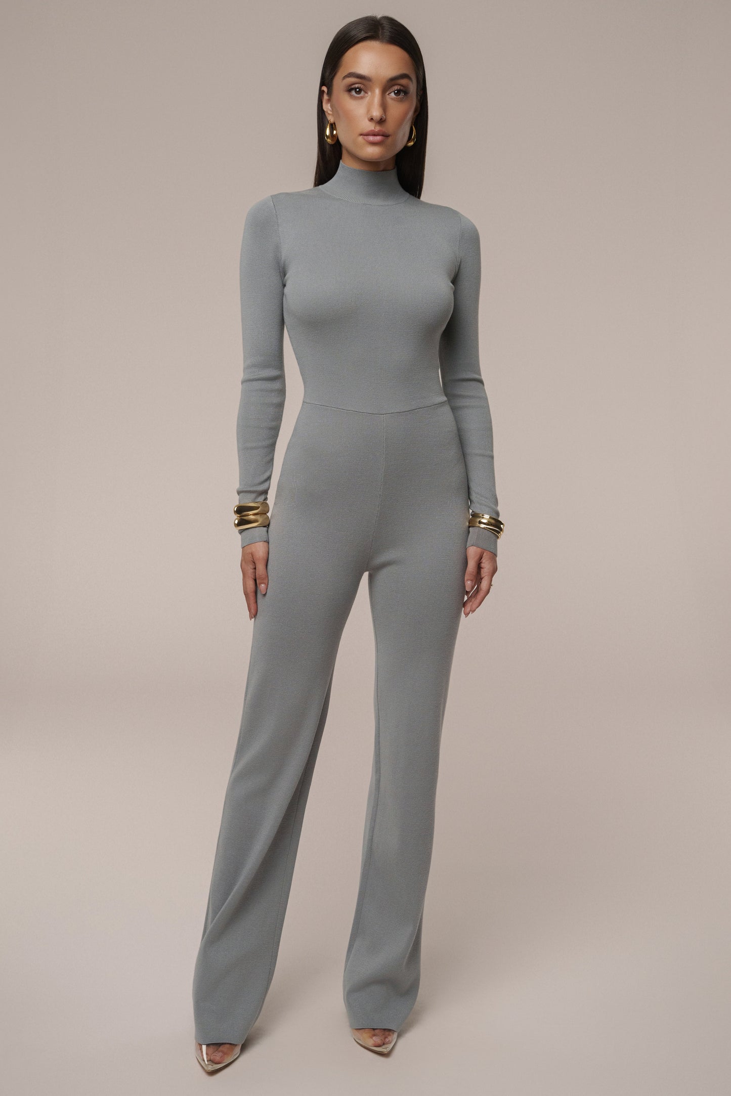 Grey Noel Sweater Knit Jumpsuit