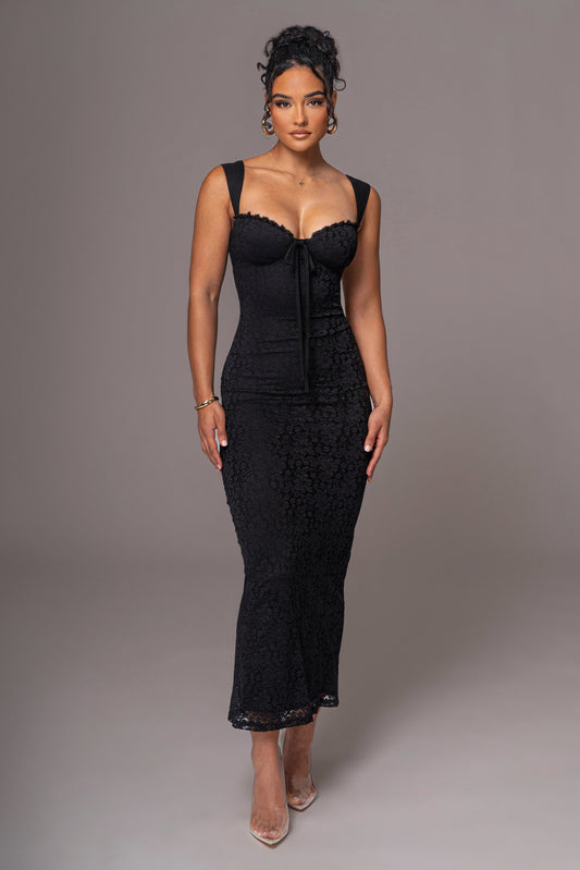 Black Sweet Affection Lace Maxi Dress