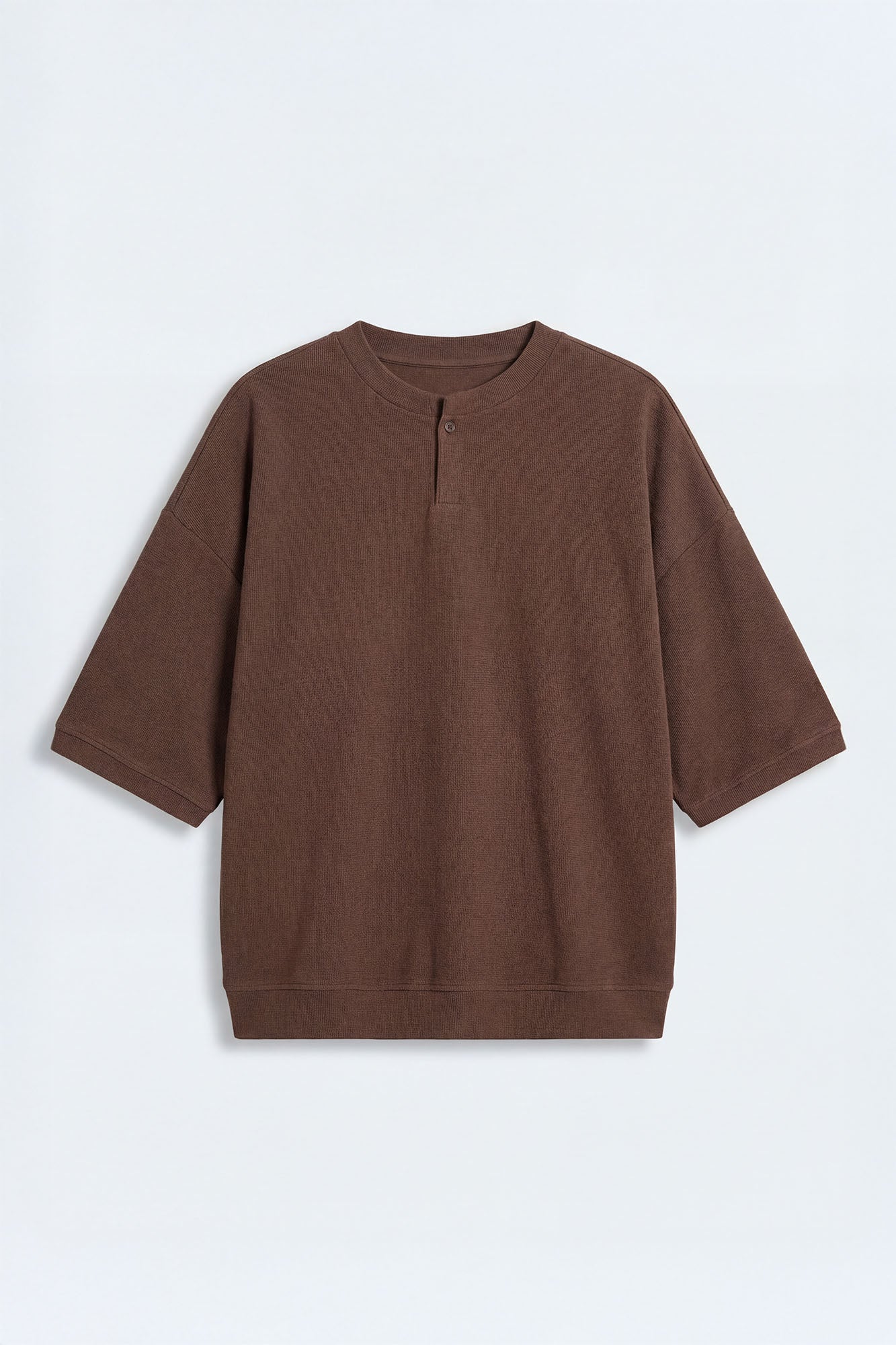 Relaxed Fit Classic Henley - Brown